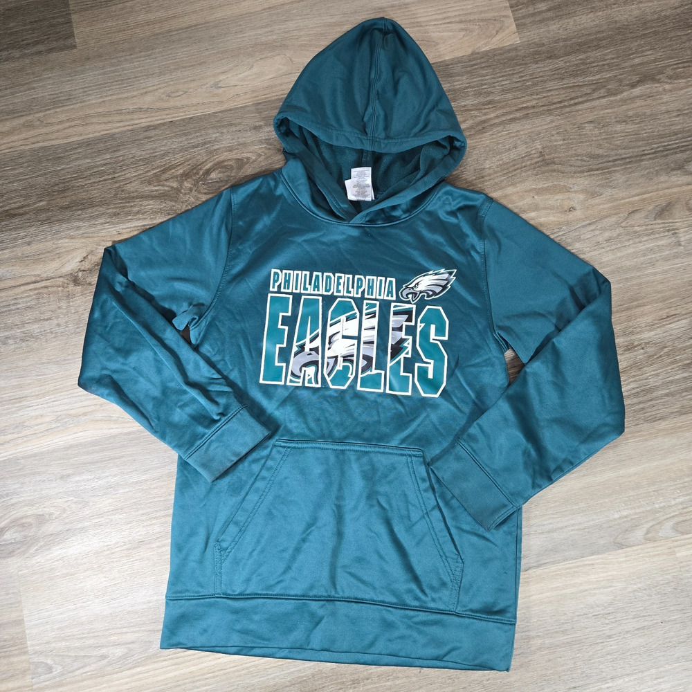 Philadelphia Eagles Hoodie Youth L 14-16 Green NFL Team Apparel Pullover Footbal